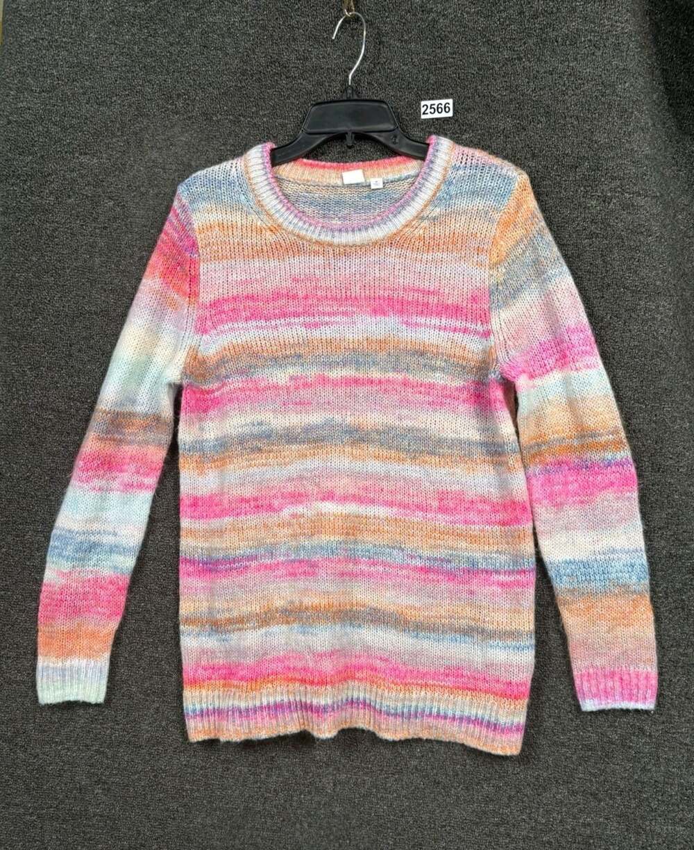 Gap Knit Tunic Sweater Womens Size M Rainbow Multicolor Stripe Long Sleeve